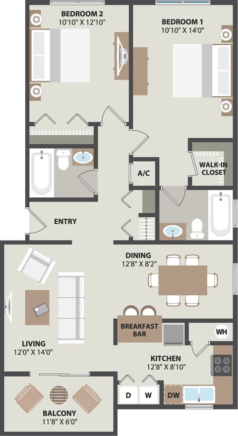 Woodhaven Two Bedroom B2A Floorplan